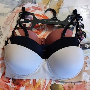 Vince Camuto Size 36C Women's Intimates Set - Black, Mauve, Cream Push Up Bras